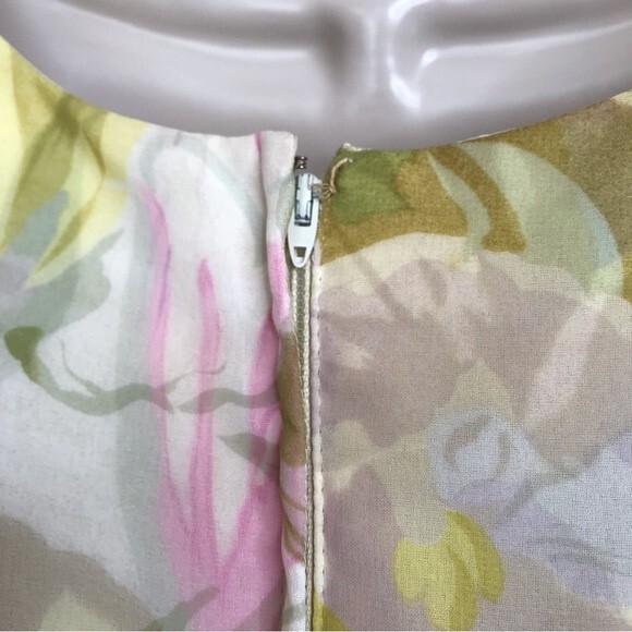 Vintage 1970s Floral Chiffon Maxi Dress Long Sleeve Tie Belt Back Zip Medium - Picture 10 of 14